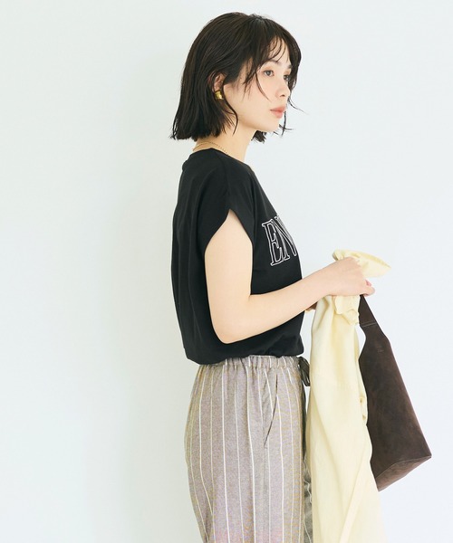 coca(coca)(コカ)の「フレンチスリーブ刺繍Tシャツ(Tシャツ/カットソー・レディース・ブラック/ホワイト・S/XL/L/M)」の10枚目の写真