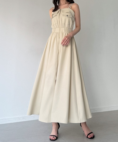 junoah（ジュノア）の「ミリタリーフレアキャミワンピース（ワンピース・レディース・ブラック/アイボリー/ブルーグレー・SMALL/MEDIUM/LARGE）」の6枚目の写真