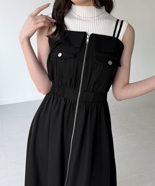 junoah（ジュノア）の「ミリタリーフレアキャミワンピース（ワンピース・レディース・ブラック/アイボリー/ブルーグレー・SMALL/MEDIUM/LARGE）」の9枚目の写真