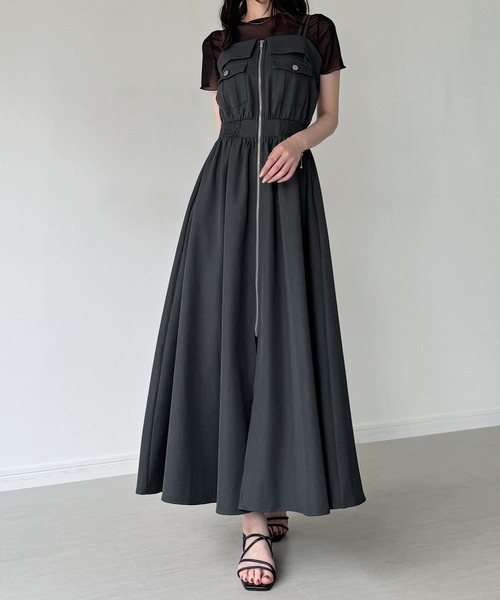junoah（ジュノア）の「ミリタリーフレアキャミワンピース（ワンピース・レディース・ブラック/アイボリー/ブルーグレー・SMALL/MEDIUM/LARGE）」の13枚目の写真