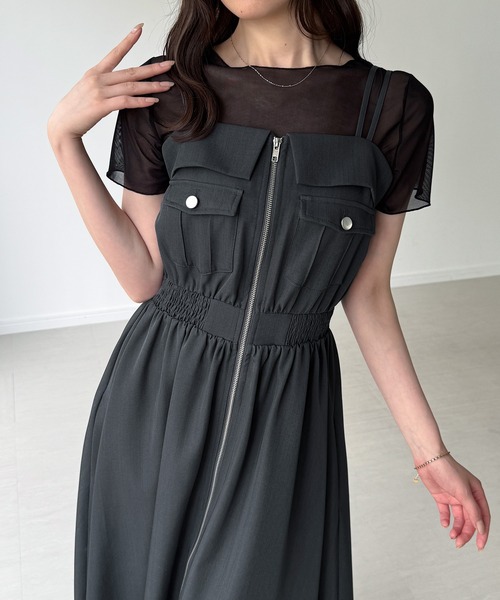 junoah（ジュノア）の「ミリタリーフレアキャミワンピース（ワンピース・レディース・ブラック/アイボリー/ブルーグレー・SMALL/MEDIUM/LARGE）」の14枚目の写真