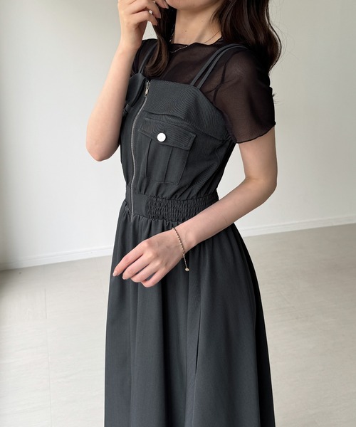 junoah（ジュノア）の「ミリタリーフレアキャミワンピース（ワンピース・レディース・ブラック/アイボリー/ブルーグレー・SMALL/MEDIUM/LARGE）」の15枚目の写真