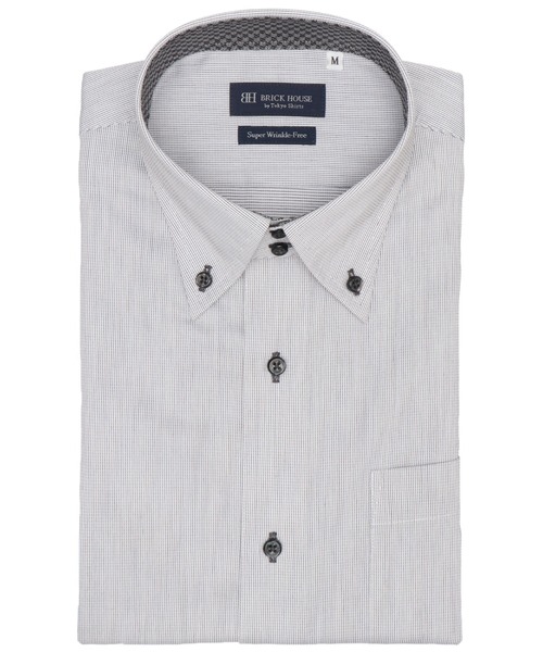 TOKYO SHIRTS(トウキョウシャツ)の「【超形態安定】【吸水速乾】 形態安定ノンアイロン ドゥエボットーニ 半袖ビジネスワイシャツ(ビジネスシャツ・メンズ・グレー・首回り41cm/首回り42cm/首回り43cm/首回り37cm/首回り39cm)」の1枚目の写真