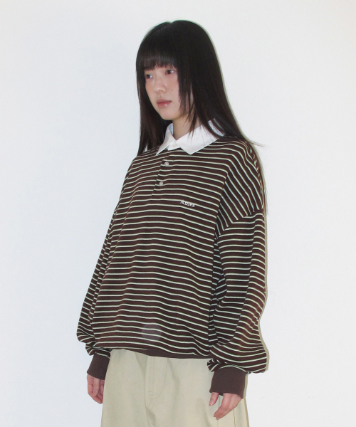 AMESWORLDWIDE（アメスワールドワイド）の「RUGBY STRIPE SWEATSHIRT BROWN（スウェット・レディース・その他・FREE）」の3枚目の写真
