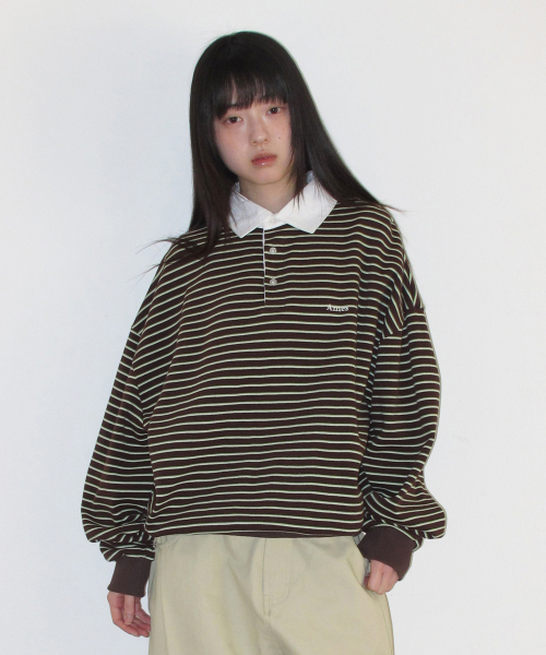 AMESWORLDWIDE（アメスワールドワイド）の「RUGBY STRIPE SWEATSHIRT BROWN（スウェット・レディース・その他・FREE）」の4枚目の写真