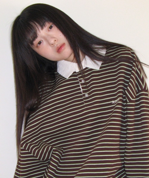 AMESWORLDWIDE（アメスワールドワイド）の「RUGBY STRIPE SWEATSHIRT BROWN（スウェット・レディース・その他・FREE）」の5枚目の写真