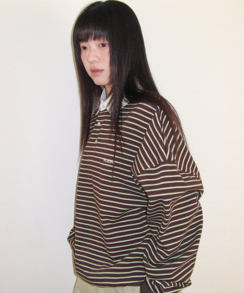 AMESWORLDWIDE（アメスワールドワイド）の「RUGBY STRIPE SWEATSHIRT BROWN（スウェット・レディース・その他・FREE）」の6枚目の写真