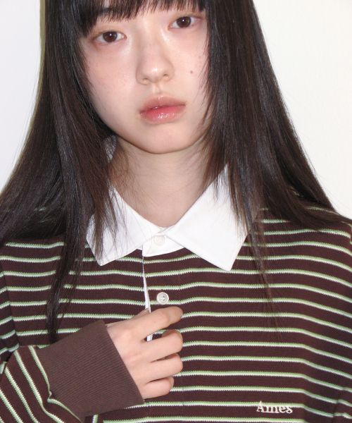 AMESWORLDWIDE（アメスワールドワイド）の「RUGBY STRIPE SWEATSHIRT BROWN（スウェット・レディース・その他・FREE）」の7枚目の写真