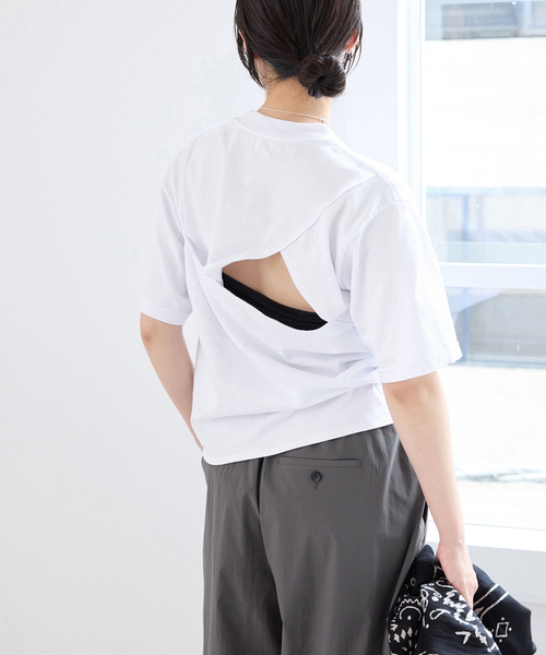 IENA(イエナ)の「FOLKIN' VIOLETTE ROOM BACK OPEN TEE Tシャツ FVR26411(Tシャツ/カットソー・レディース・ホワイト/ブルー・FREE)」の11枚目の写真