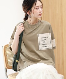EGLANTINE ビッグポケット切り替えカットソー 半端袖
