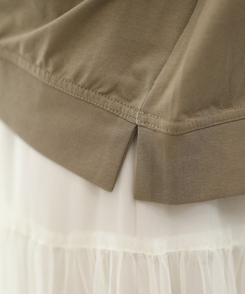 EGLANTINE（エグランティーヌ）の「EGLANTINE ビッグポケット切り替えカットソー 半端袖（Tシャツ/カットソー・レディース・ブラック×ホワイト/カーキ/ブラウン系・38）」の11枚目の写真