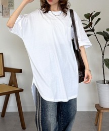 ミニポケット付きオーバーサイズ無地Tシャツ