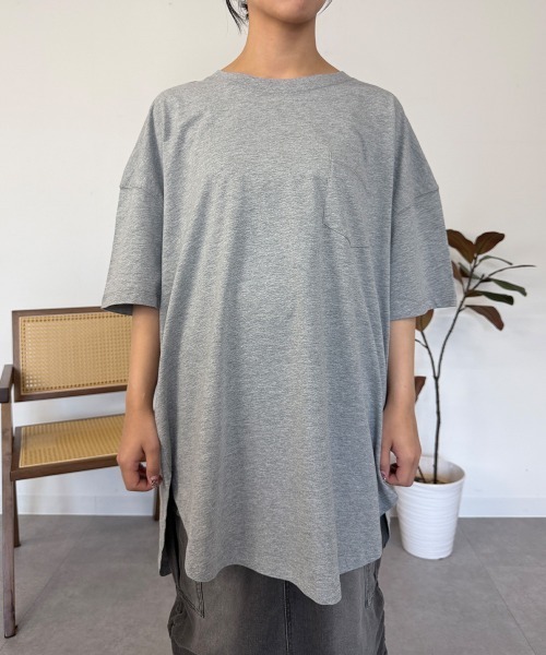 RCD(アールシーディー)の「ミニポケット付きオーバーサイズ無地Tシャツ(Tシャツ/カットソー・レディース・杢グレー/ブラック/オフホワイト・M)」の22枚目の写真