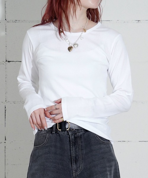 MILLER(ミラー)の「"02"≪Robert P. Miller≫パックT パネルリブ 長袖 Tシャツ(Tシャツ/カットソー・レディース・ブラック/オフホワイト/グレー/ブラック系1/ネイビー系1/ブラウン系1/ホワイト系1・FREE)」の2枚目の写真