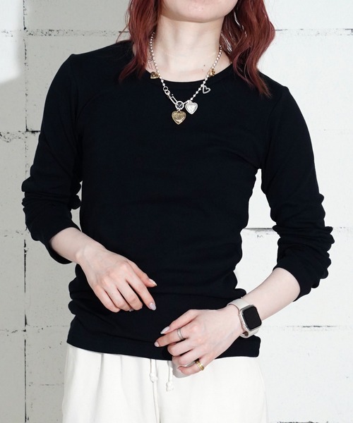 MILLER(ミラー)の「"02"≪Robert P. Miller≫パックT パネルリブ 長袖 Tシャツ(Tシャツ/カットソー・レディース・ブラック/オフホワイト/グレー/ブラック系1/ネイビー系1/ブラウン系1/ホワイト系1・FREE)」の4枚目の写真