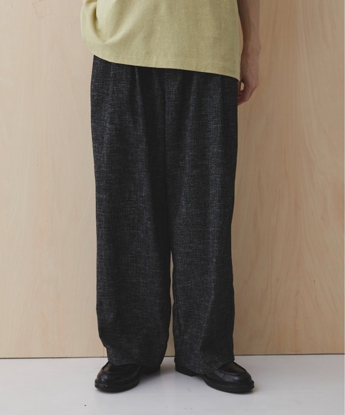 PUBLIC TOKYO(パブリックトウキョウ)の「トリプルタックワイドパンツ /夏服/ウエストゴム/ルーズ/ウォッシャブル(その他パンツ・メンズ・ブラック/マルチ・1/2)」の5枚目の写真