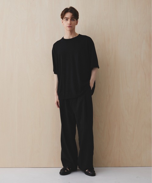PUBLIC TOKYO(パブリックトウキョウ)の「トリプルタックワイドパンツ /夏服/ウエストゴム/ルーズ/ウォッシャブル(その他パンツ・メンズ・ブラック/マルチ・1/2)」の19枚目の写真
