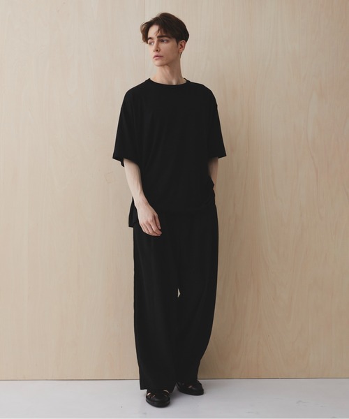 PUBLIC TOKYO(パブリックトウキョウ)の「トリプルタックワイドパンツ /夏服/ウエストゴム/ルーズ/ウォッシャブル(その他パンツ・メンズ・ブラック/マルチ・1/2)」の21枚目の写真