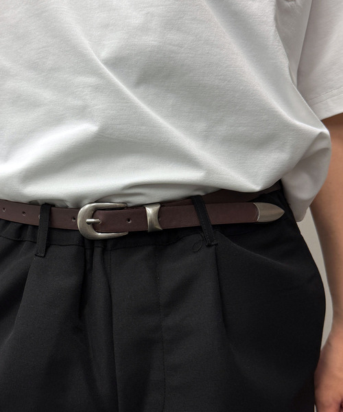 Ammie(アミー)の「ウエスタン調 ナローベルト シンプル キレイめ 細ベルト(ベルト・メンズ・ブラック系その他2/ダークブラウン系2/ホワイト系2/ブラウン系その他2/ブラック系2/A/B/テラコッタ/ブラウン系2・FREE)」の18枚目の写真