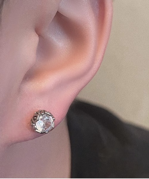 MASHIRO】ワンポイントアクリルストーンデザインペアピアス ユニ