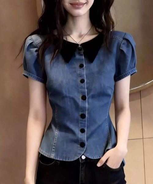 semplice（センプリチェ）の「シャツ【韓国ファッション】（シャツ/ブラウス・レディース・ブルー・S/XL/L/M）」の11枚目の写真