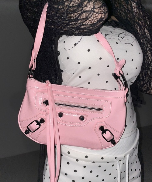 me+em select(ミームセレクト)の「【 ショルダーストラップ付き2WAY 】ヴィンテージライクグランジミニハンドバッグ/ vintage like grunge mini hand bag(ショルダーバッグ・レディース・ホワイト/ブラック/ピンク・FREE)」の12枚目の写真