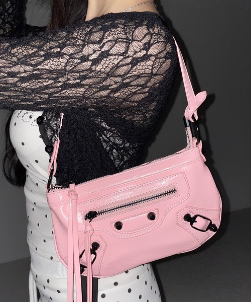 me+em select(ミームセレクト)の「【 ショルダーストラップ付き2WAY 】ヴィンテージライクグランジミニハンドバッグ/ vintage like grunge mini hand bag(ショルダーバッグ・レディース・ホワイト/ブラック/ピンク・FREE)」の14枚目の写真