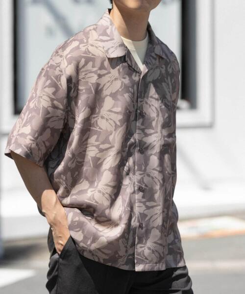 ITEMS URBANRESEARCH(アイテムズ アーバンリサーチ)の「ボタニカルプリント オープンカラー 半袖シャツ(シャツ/ブラウス・メンズ・ブラック/モカ/グレー/ブルー系その他・LARGE/MEDIUM)」の7枚目の写真
