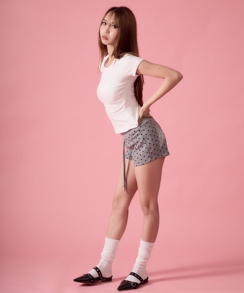 mindseeker girls(マインドシーカーガールズ)の「Spider Lace-Up Compact T-Shirt / スパイダーレースアップコンパクトTシャツ(Tシャツ/カットソー・レディース・ホワイト/グレー/ブラック・FREE)」の12枚目の写真