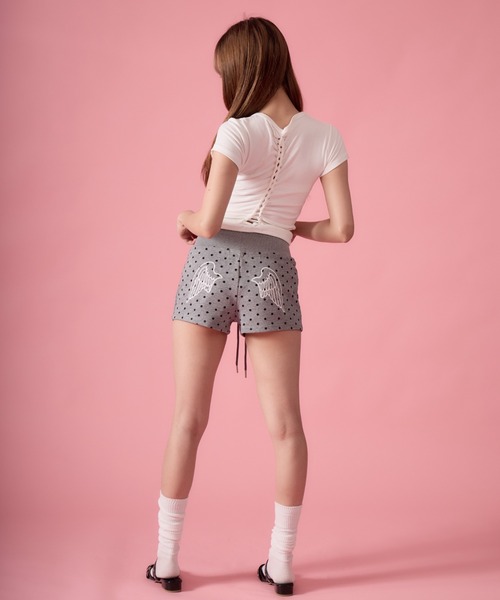 mindseeker girls(マインドシーカーガールズ)の「Spider Lace-Up Compact T-Shirt / スパイダーレースアップコンパクトTシャツ(Tシャツ/カットソー・レディース・ホワイト/グレー/ブラック・FREE)」の13枚目の写真