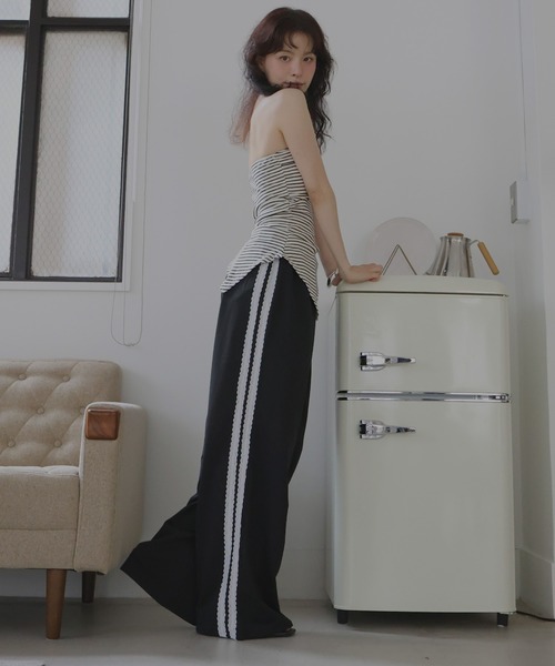 Mili affinity(ミリアフィニティー)の「レースラインスウェットパンツ(スウェットパンツ・レディース・ブラック/ネイビー/ピンク/杢グレー・FREE)」の9枚目の写真