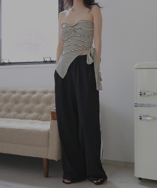 Mili affinity(ミリアフィニティー)の「レースラインスウェットパンツ(スウェットパンツ・レディース・ブラック/ネイビー/ピンク/杢グレー・FREE)」の10枚目の写真