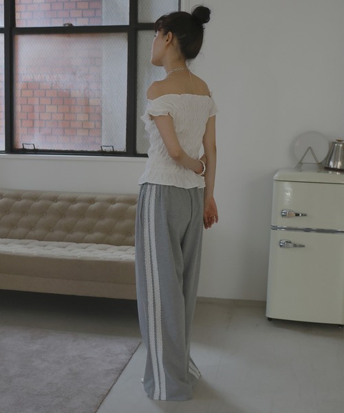 Mili affinity(ミリアフィニティー)の「レースラインスウェットパンツ(スウェットパンツ・レディース・ブラック/ネイビー/ピンク/杢グレー・FREE)」の18枚目の写真