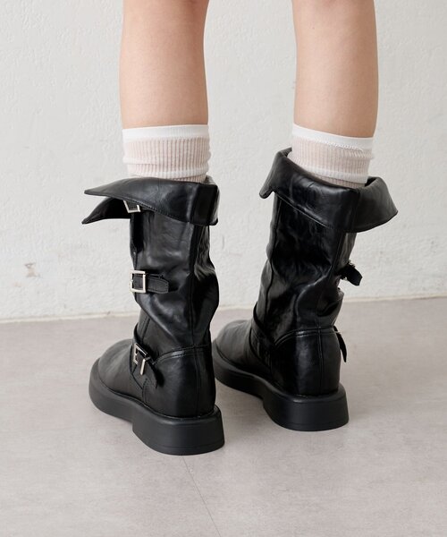 mystic(ミスティック)の「サイドベルトミドルブーツ(ブーツ・レディース・ブラック/ベージュ・SMALL/MEDIUM/LARGE)」の5枚目の写真