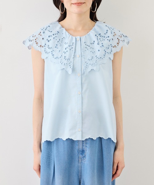 ROPE' PICNIC(ロペピクニック)の「刺繍フリルブラウス(シャツ/ブラウス・レディース・ホワイト/ブラック/ダークブラウン/サックスブルー・FREE)」の15枚目の写真