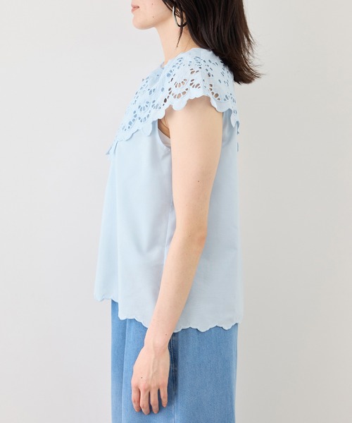 ROPE' PICNIC(ロペピクニック)の「刺繍フリルブラウス(シャツ/ブラウス・レディース・ホワイト/ブラック/ダークブラウン/サックスブルー・FREE)」の16枚目の写真