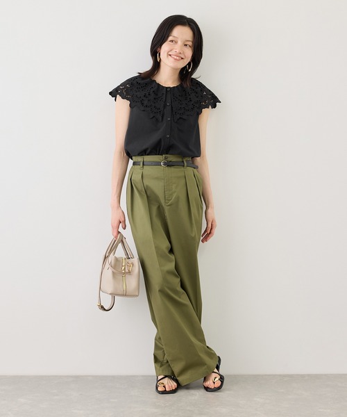 ROPE' PICNIC(ロペピクニック)の「刺繍フリルブラウス(シャツ/ブラウス・レディース・ホワイト/ブラック/ダークブラウン/サックスブルー・FREE)」の6枚目の写真