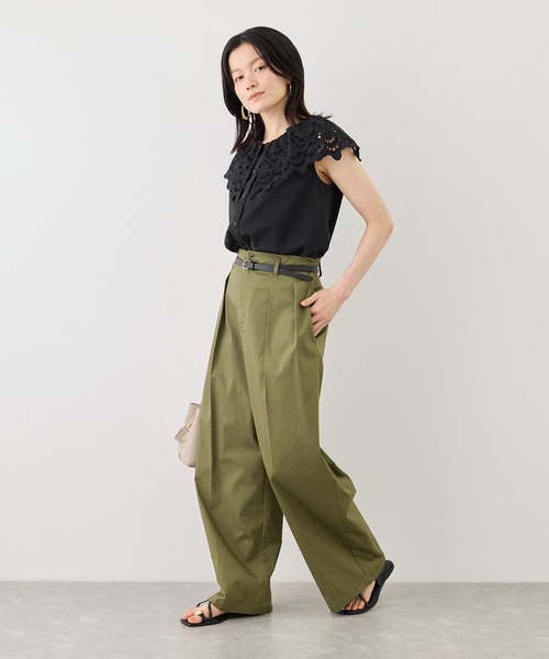 ROPE' PICNIC(ロペピクニック)の「刺繍フリルブラウス(シャツ/ブラウス・レディース・ホワイト/ブラック/ダークブラウン/サックスブルー・FREE)」の7枚目の写真