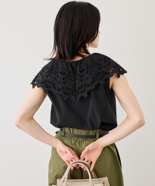 ROPE' PICNIC(ロペピクニック)の「刺繍フリルブラウス(シャツ/ブラウス・レディース・ホワイト/ブラック/ダークブラウン/サックスブルー・FREE)」の9枚目の写真