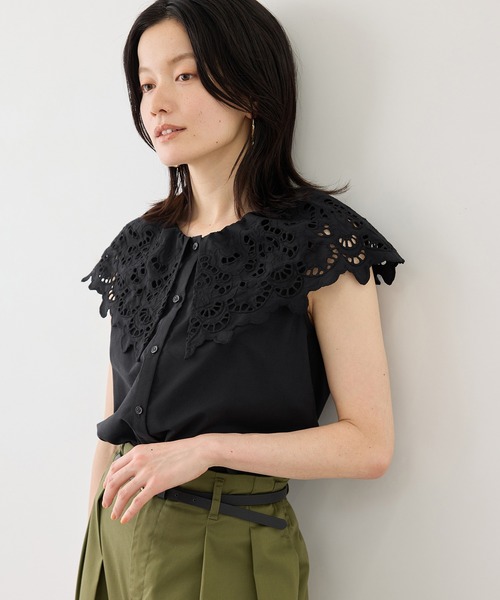 ROPE' PICNIC(ロペピクニック)の「刺繍フリルブラウス(シャツ/ブラウス・レディース・ホワイト/ブラック/ダークブラウン/サックスブルー・FREE)」の11枚目の写真