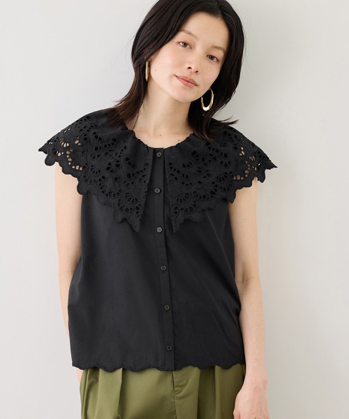ROPE' PICNIC(ロペピクニック)の「刺繍フリルブラウス(シャツ/ブラウス・レディース・ホワイト/ブラック/ダークブラウン/サックスブルー・FREE)」の12枚目の写真