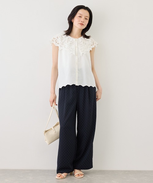 ROPE' PICNIC(ロペピクニック)の「刺繍フリルブラウス(シャツ/ブラウス・レディース・ホワイト/ブラック/ダークブラウン/サックスブルー・FREE)」の14枚目の写真