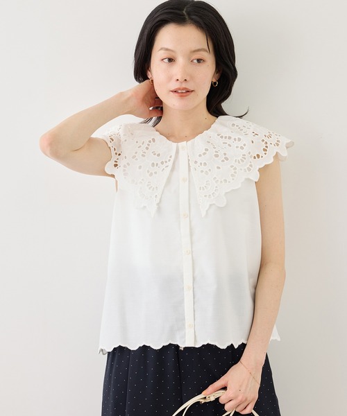 ROPE' PICNIC(ロペピクニック)の「刺繍フリルブラウス(シャツ/ブラウス・レディース・ホワイト/ブラック/ダークブラウン/サックスブルー・FREE)」の17枚目の写真