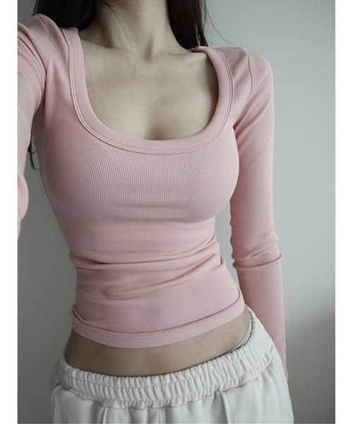 CladdA（クラタ）の「essential basic t（Tシャツ/カットソー・レディース・コーラルピンク・FREE）」の4枚目の写真