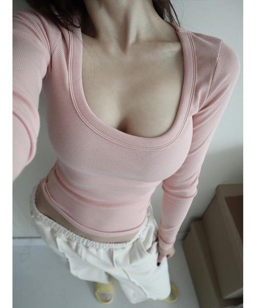 CladdA（クラタ）の「essential basic t（Tシャツ/カットソー・レディース・コーラルピンク・FREE）」の5枚目の写真