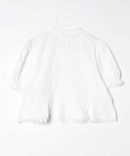 gossip!ロサンゼルス(ゴシップロサンゼルス)の「襟フリルレースストライプパフスリーブショートブラウス(シャツ/ブラウス・レディース・ホワイト・L/XL/3XL/XXL)」の2枚目の写真