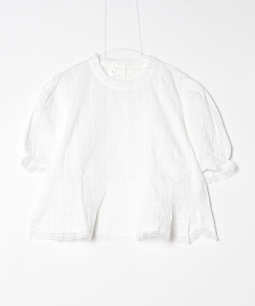 gossip!ロサンゼルス(ゴシップロサンゼルス)の「襟フリルレースストライプパフスリーブショートブラウス(シャツ/ブラウス・レディース・ホワイト・L/XL/3XL/XXL)」の10枚目の写真