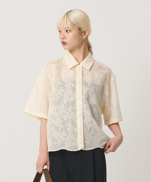 BEAUTY&YOUTH UNITED ARROWS(ビューティーアンドユースユナイテッドアローズ)の「セルロースポリエステル クロスステッチ シャツ ウォッシャブル(シャツ/ブラウス・レディース・オフホワイト/ブラック/シャーベット・FREE)」の2枚目の写真