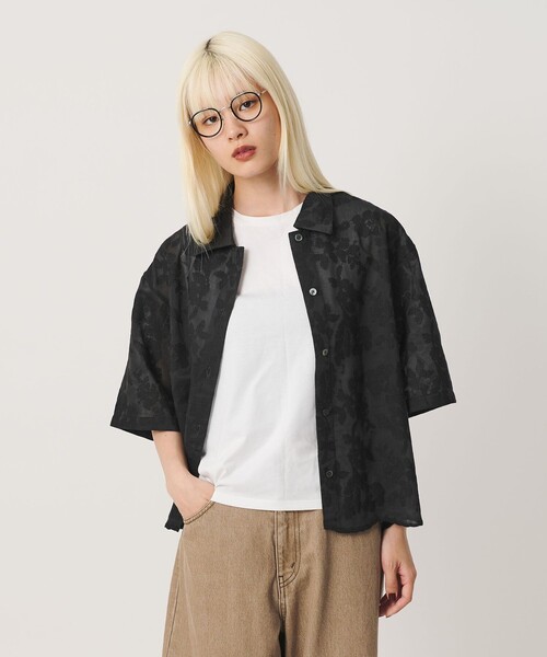 BEAUTY&YOUTH UNITED ARROWS(ビューティーアンドユースユナイテッドアローズ)の「セルロースポリエステル クロスステッチ シャツ ウォッシャブル(シャツ/ブラウス・レディース・オフホワイト/ブラック/シャーベット・FREE)」の1枚目の写真