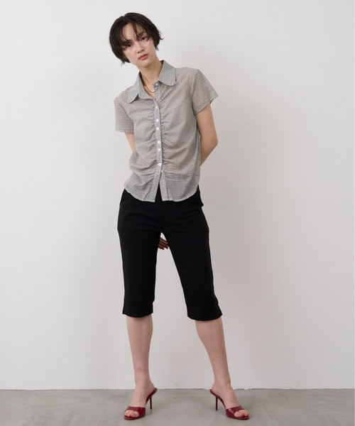 NUJOH(ヌゾ)の「Mini Check Shirring Shirt / ミニチェックシャーリングシャツ(シャツ/ブラウス・レディース・ブルー/ブラック/アイボリー・FREE)」の11枚目の写真